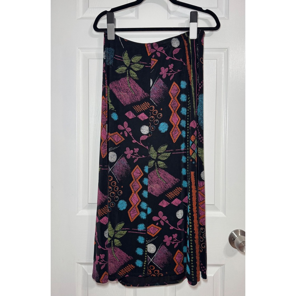 VTG‎ Wear It Abstract Geometric Floral Print Maxi Skirt Artsy Art-to-Wear Boho 2